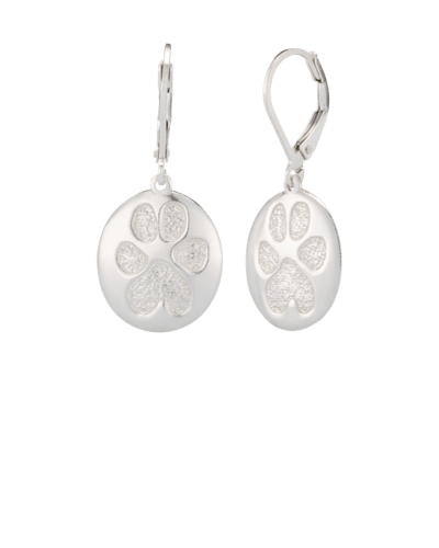 Pet Earrings Paw Print White Gold Keepsake